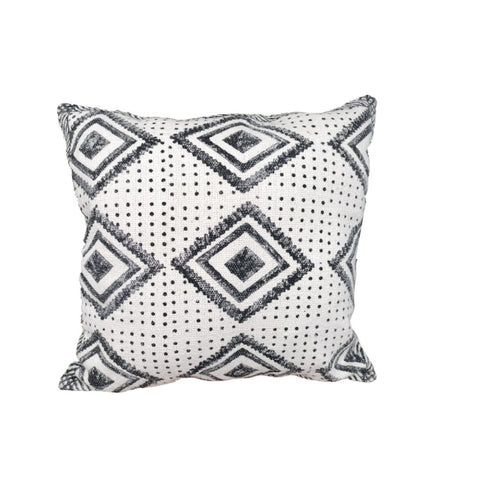 Block Print Cotton Cushion Black & White Pattern