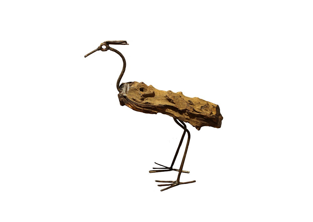 Large Ostrich Sculpture  41cm  - Recycled Metal & Bushwood