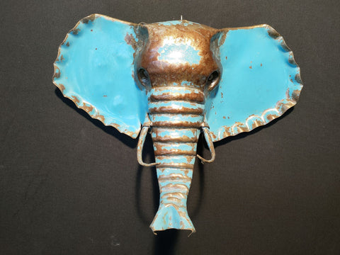 Wall Mounted Recycled Metal Elephant Head